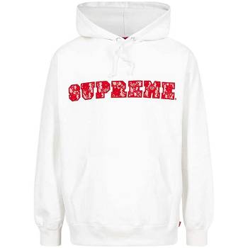 Supreme Csipke Detail Logo Kapucnis Pulóver Fehér | HU475XF