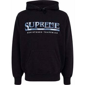 Supreme Logo Embroide Kapucnis Pulóver Fekete | HU473LH