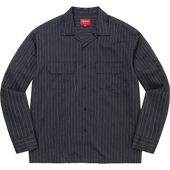 Supreme Pinstripe Linen Ingek Sötétkék | HU372CE